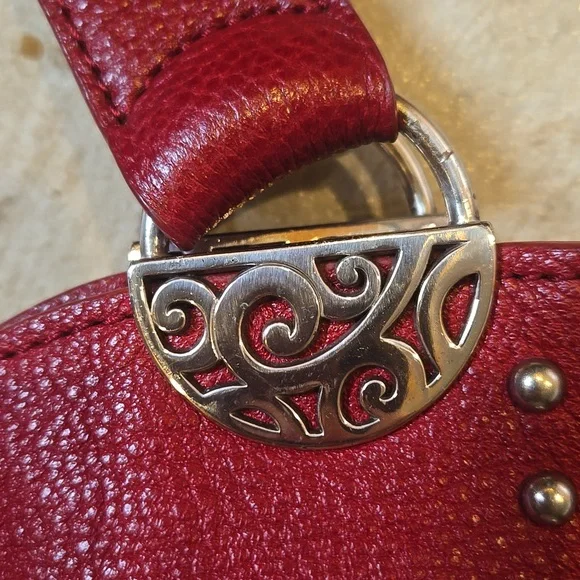 Brighton Andie Deep Burgundy Studded Pebbled Leather Shoulder Bag - Picture 3 of 16